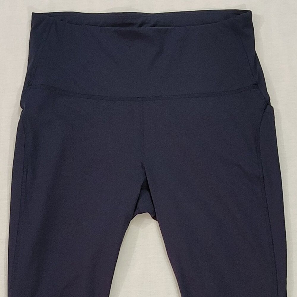 All In Motion High Waist Yoga Leggings Sz L Navy Athletic Workout Pants Pockets - Picture 4 of 15